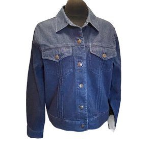 Talbots Size Medium Button Front Trucker Denim Jean Jacket 100% Cotton